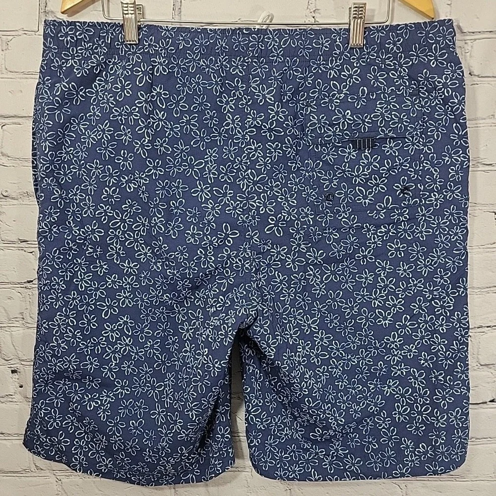 LANDS' END Shorts Mens L 36-38 Swim‎ Trunks Bathing Suit Boardshort Blue Print